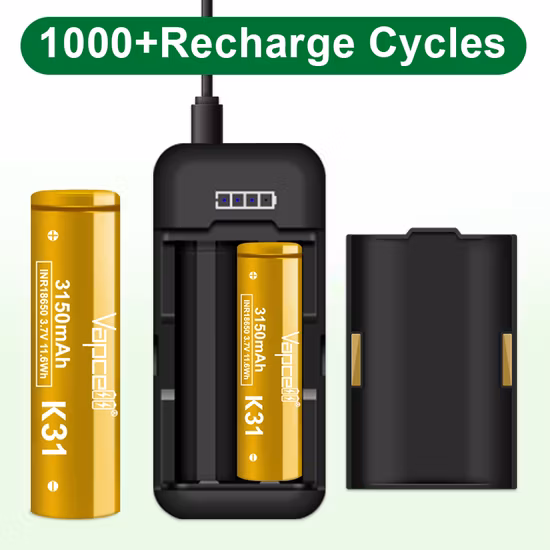 500배 이상의 수명 KC CE 인증 충전식 3.7V 1800mAh 원통형 용량 18650 리튬이온 배터리 셀